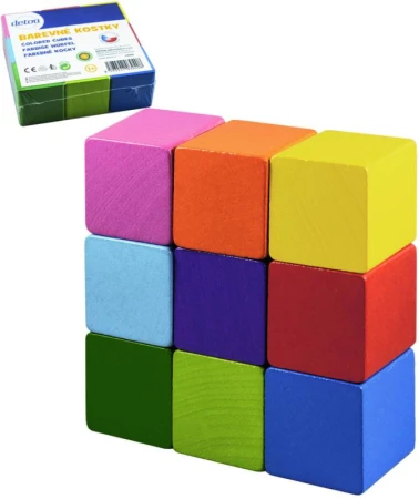 Detoa DŘEVO Kostky barevné kubus set 9ks (dřevěná hračka) Detoa DŘEVO Kostky barevné kubus set 9ks (dřevěná hračka)
