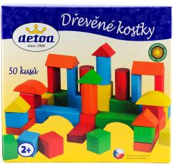Detoa DŘEVO Kostky barevné set 50ks stavebnice v krabici (dřevěná hračka)