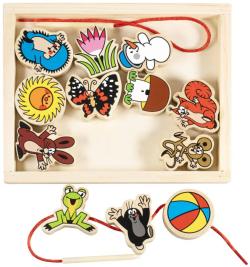 Detoa DŘEVO Provlékačka Krtek (Krteček) navlékací set 12 dílků s jehlou