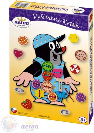 Detoa DREVO Vyšívanie Krtek (Krteček) set 26 dielikov s šnúrkou a gombíkmi Detoa DREVO Vyšívanie Krtek (Krteček) set 26 dielikov s šnúrkou a gombíkmi