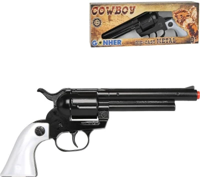 Dětská kapslovka kovbojský revolver kovový černý 12 ran na kapsle