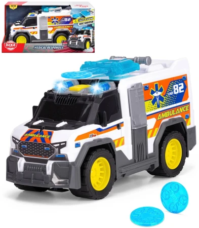 Dickie Auto ambulance sanitní vůz bílý s funkcemi na baterie Světlo Zvuk