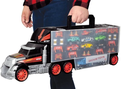 Dickie Auto kamion kufřík s vystřelovací dráhou set s autíčky a doplňky kov