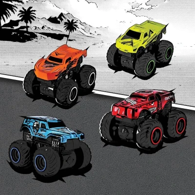 Dickie Auto off-road Key Racer velká kola set s vystřelovačem 4 druhy kov