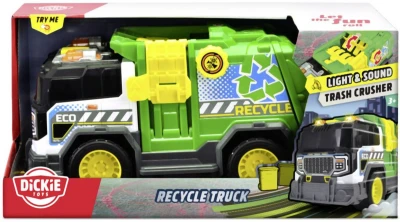 Dickie Auto popeláři 30cm volný chod set s popelnicí na baterie Světlo Zvuk