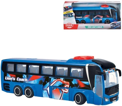 Dickie Autobus MAN Lions Coach volný chod s ovládáním předních kol Dickie Autobus MAN Lions Coach volný chod s ovládáním předních kol