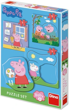 Dino Baby puzzle 12 dielikov Peppa Pig Rodina 18x18cm skladačka 3v1 veľké dieliky