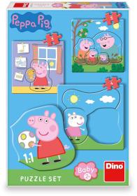 Dino Baby puzzle 12 dílků Peppa Pig Rodina 18x18cm skládačka 3v1 velké dílky
