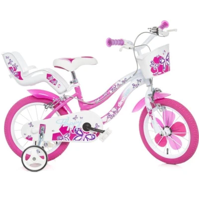 Dino Bikes FLAPPY dívčí kolo 14 balanční kolečka růžové CSK5144
