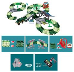 Dino dráha variabilní 217ks herní set s autíčkem a dinosaury na baterie