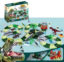 Dino dráha variabilní 217ks herní set s autíčkem a dinosaury na baterie