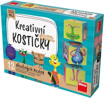 Dino DŘEVO Kubus příšerky kreativní obrázkové kostky set 12ks Dino DŘEVO Kubus příšerky kreativní obrázkové kostky set 12ks
