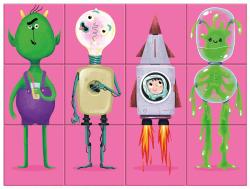 Dino DŘEVO Kubus příšerky kreativní obrázkové kostky set 12ks