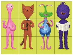 Dino DŘEVO Kubus příšerky kreativní obrázkové kostky set 12ks