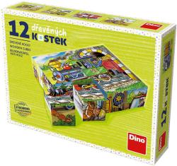 Dino DŘEVO Kubus set 12ks Dopravní prostředky obrázkové kostky