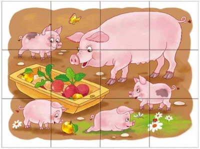 Dino DŘEVO Kubus set 12ks Na farmě obrázkové kostky