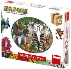 Dino DŘEVO Kubus Zafari set 12ks obrázkové kostky (dřevěná hračka)