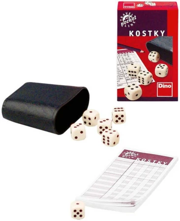 Dino Hra Kostky cestovní set 6ks s kelímkem a bločkem (společenská hra) Dino Hra Kostky cestovní set 6ks s kelímkem a bločkem (společenská hra)