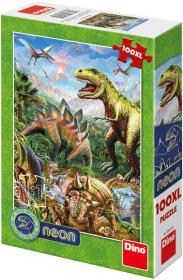 Dino Puzzle 100 dílků XL Svět dinosaurů 33x47cm svítí ve tmě skládačka Dino Puzzle 100 dílků XL Svět dinosaurů 33x47cm svítí ve tmě skládačka
