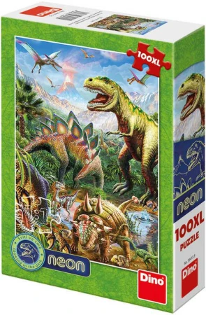 Dino Puzzle 100 dílků XL Svět saurů 33x47cm svítí ve tmě skládačka Dino Puzzle 100 dílků XL Svět saurů 33x47cm svítí ve tmě skládačka
