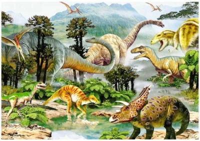 Dino Puzzle 100 dílků XL Život saurů 47x33cm skládačka v krabici