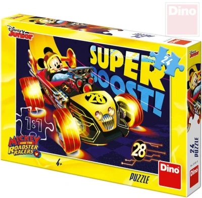 Dino Puzzle 24 dílků Mickey Mouse na závodě 26x18cm skládačka v krabici Dino Puzzle 24 dílků Mickey Mouse na závodě 26x18cm skládačka v krabici