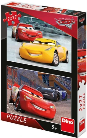 Dino Puzzle 2x77 dielikov Pretekári Auta 3 (Cars) skladačka 26x18cm