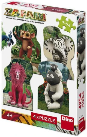 Dino Puzzle 4x54 dílků Zafari: Zoomba a kamarádi 13x19cm skládačka 4v1 Dino Puzzle 4x54 dílků Zafari: Zoomba a kamarádi 13x19cm skládačka 4v1