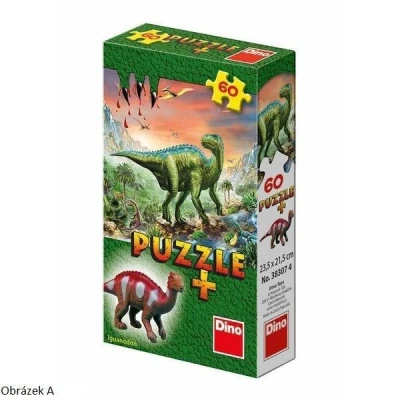 Dino Puzzle 60 dílků sauři 6 druhů + figurka saura Dino Puzzle 60 dílků sauři 6 druhů + figurka saura