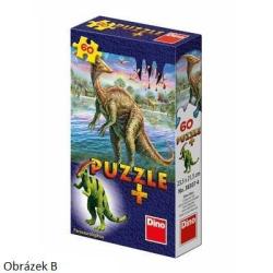 DINO Puzzle 60 dílků Dinosauři 6 druhů + figurka dinosaura