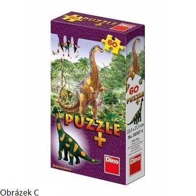 Dino Puzzle 60 dílků sauři 6 druhů + figurka saura