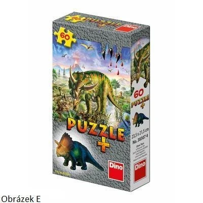 Dino Puzzle 60 dílků sauři 6 druhů + figurka saura