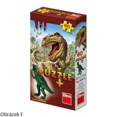 Dino Puzzle 60 dílků sauři 6 druhů + figurka saura