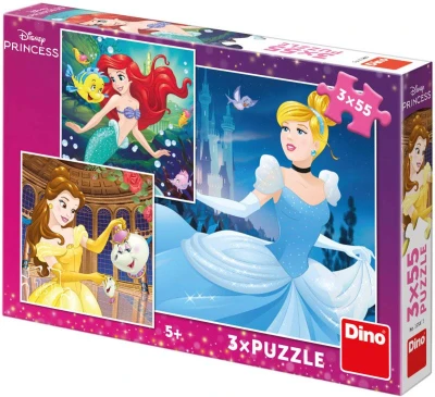 Dino Puzzle Disney Veselé princezny 3x55 dílků 18x18cm skládačka Dino Puzzle Disney Veselé princezny 3x55 dílků 18x18cm skládačka