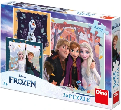 Dino Puzzle Frozen Radostný jeseň 3x55 dielikov 18x18cm skladačka