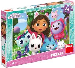 Dino Puzzle Gábi na zahradě (Gabbys Dollhouse) 26x18cm skládačka 24 dílků