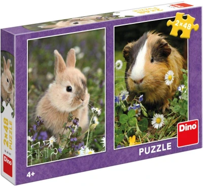 Dino Puzzle Králíček a morče 18x26cm skládačka 2x48 dílků Dino Puzzle Králíček a morče 18x26cm skládačka 2x48 dílků