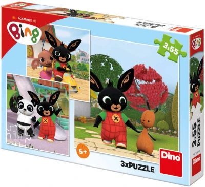 Dino Puzzle Zajačik Bing si hrá 3x55 dielikov 18x18cm skladačka Dino Puzzle Zajačik Bing si hrá 3x55 dielikov 18x18cm skladačka