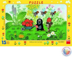 Dino PUZZLE Krtek a jahody (Krteček) 25x15cm skládačka na desce 15 dílků