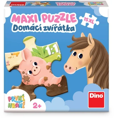 Dino Puzzle maxi baby První hraní Domácí zvířátka 47x33cm 15 dílků XL