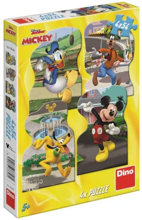 Dino Puzzle Mickey Mouse ve městě 4x54 dílků 13x19cm skládačka v krabici