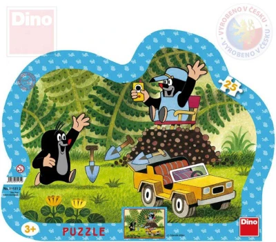 Dino Puzzle obrysové Krtek (Krteček) so žltým autom 31x23cm skladačka 25 dielikov Dino Puzzle obrysové Krtek (Krteček) so žltým autom 31x23cm skladačka 25 dielikov