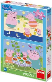 Dino Puzzle Peppa Pig Na dovolené 2x48 dílků 26x18cm skládačka