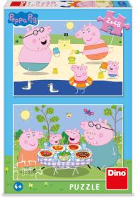 Dino Puzzle Peppa Pig Na dovolené 2x48 dílků 26x18cm skládačka