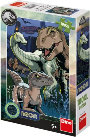 Dino Puzzle XL Jurský Svět 100 dílků neon skládačka 33x47cm svítí ve tmě Dino Puzzle XL Jurský Svět 100 dílků neon skládačka 33x47cm svítí ve tmě