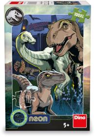 Dino Puzzle XL Jurský Svět 100 dílků neon skládačka 33x47cm svítí ve tmě