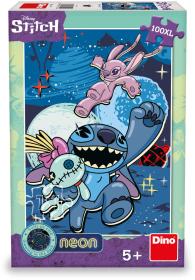 Dino Puzzle XL Stitch 100 dílků neon skládačka 33x47cm svítí ve tmě