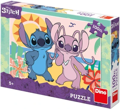 Dino Puzzle XL Stitch Na pláži 100 dílků 47x33cm skládačka