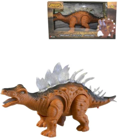 Dinosaurus hnědý plastový na baterie pohyblivý Světlo Zvuk v krabici Dinosaurus hnědý plastový na baterie pohyblivý Světlo Zvuk v krabici