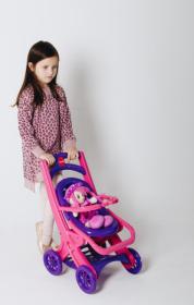 Doloni Kočárek pro panenky 3 v 1 - růžový/fialový